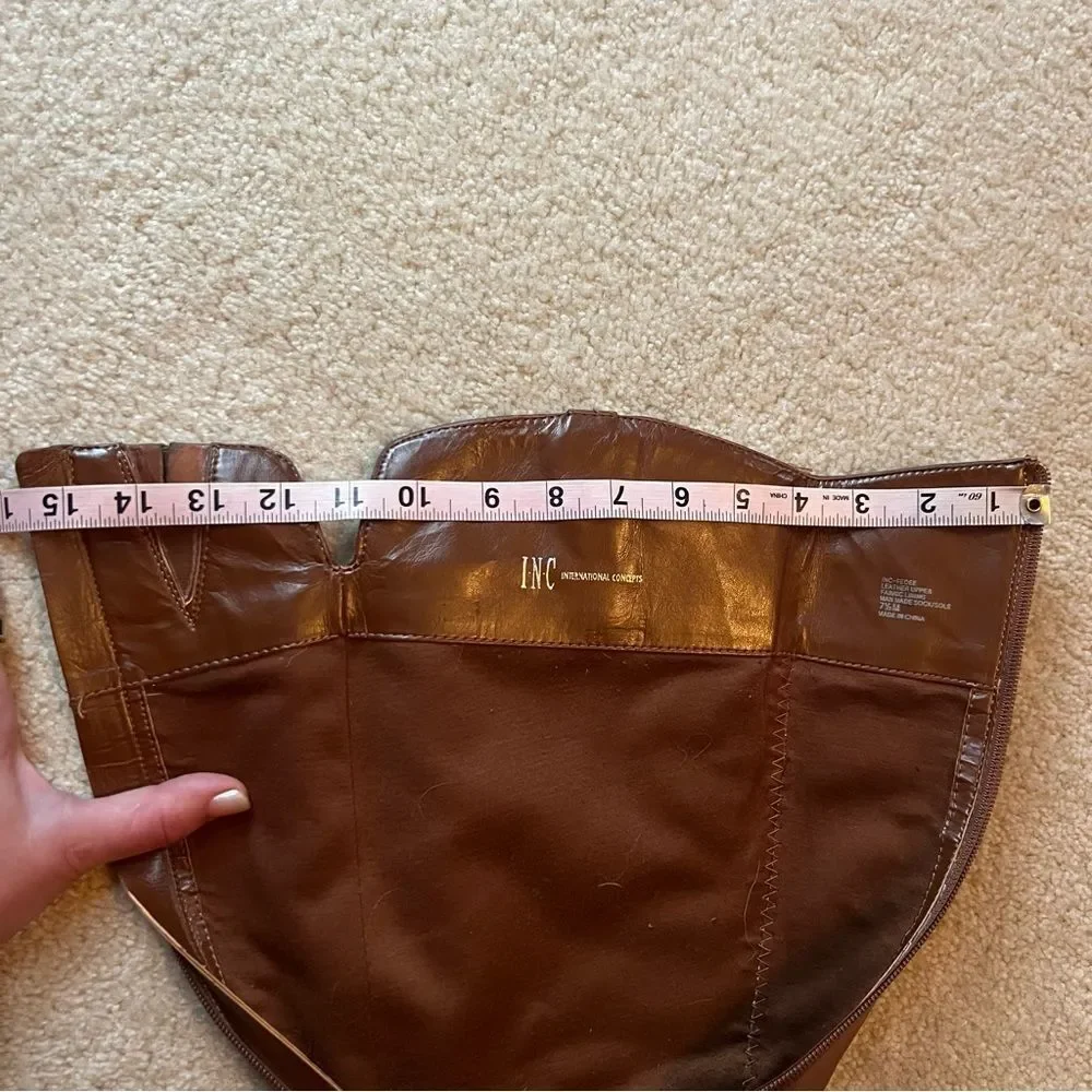 INC International Concepts British tan Leather Riding Boots